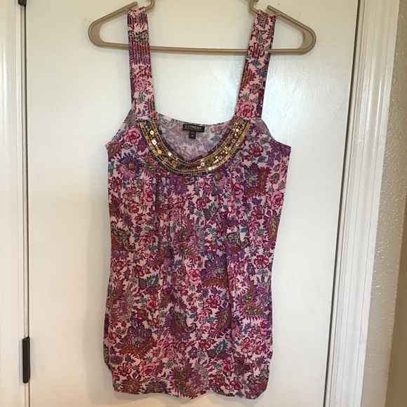 Express Tops - NWT EXPRESS FLORAL EMBELLISHED TANK